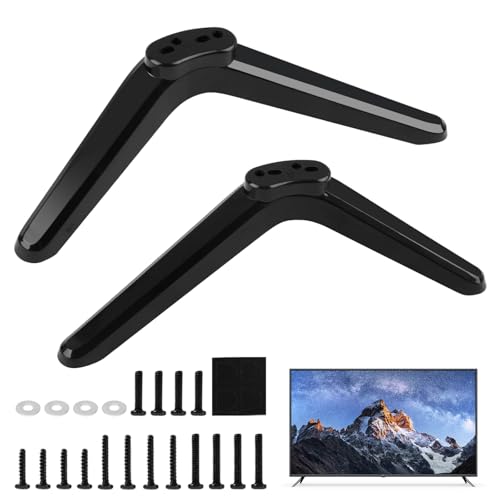 Vaskula 1 Paire Pied TV Universel Noirs Support de Table Smart TV avec Vis Pieds de Meuble TV de Remplacement pour Plupart des écrans Plats Plasma Compatible avec...