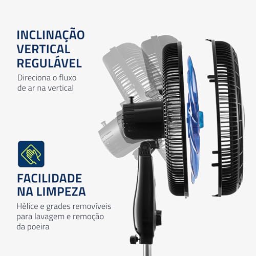 Ventilador de Coluna, Super Turbo 8 Pás, Mondial, Preto, 140W, 220V - VTX-40C-CRYSTAL