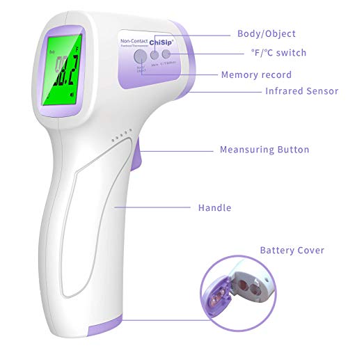 Forehead Thermometer for Adults, Touchless Digital Infrared Thermometers with 0.5s Instant Accurate Readings for Adult Kids Baby Body and Surface Thermometer, Fever Alarm and Memory Recall - Thumbnail 2