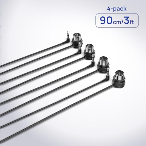 Image of CME TRS MIDI Cable 4-Pack - TRS Type A (3.5mm - 1 /8 inch) to 5-pin DIN, 3FT / 90CM, Low-Profile - Right Angle Ultra-Thin Plugs for Compact Spaces - Ideal for Synths & Pedalboards