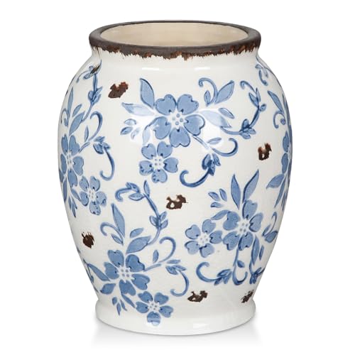 Arborus Vintage Vase 17,5 cm Blau und Weiß Porzellan Vase Keramikvase Rustikale Blumenvase Blaugraues Porzellan Dekovase für Pampasgras Rosen Hortensie Lavendel Tupeln Landhausstil Deko im Zimmer Arborus Vintage Vase 17,5 cm Blau und Weiß Porzellan Vase Keramikvase Rustikale Blumenvase Blaugraues Porzellan Dekovase für Pampasgras Rosen Hortensie Lavendel Tupeln Landhausstil Deko im Zimmer