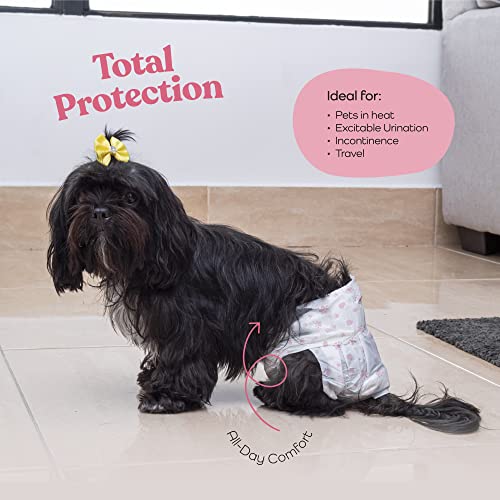 Image of Comfortable Female Dog Diapers - 50-Pack Super Absorbent Disposable Doggie Diapers - FlashDry Gel Technology & Wetness Indicator - Leakproof Diapers for Dogs in Heat, Excitable Urination, Incontinence
