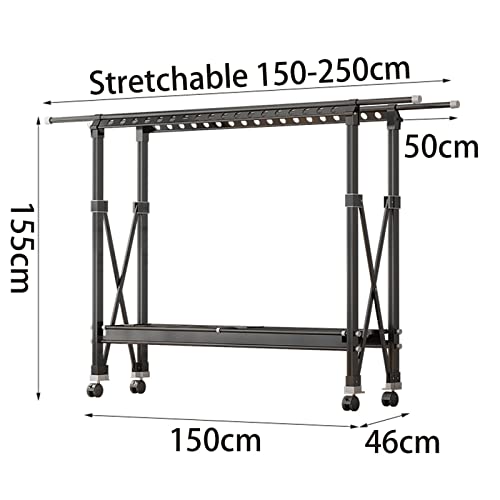 Zusammenklappbarer Wäscheständer, zusammenklappbar, platzsparend, Aluminiumlegierung, einziehbar, winddicht, für den Innen- und Außenbereich