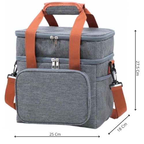 Bolsa Térmica Lancheira Marmita Grande 2 Compartimentos, Espaçosa, Alça Ajustável, Unissex, Lanches,