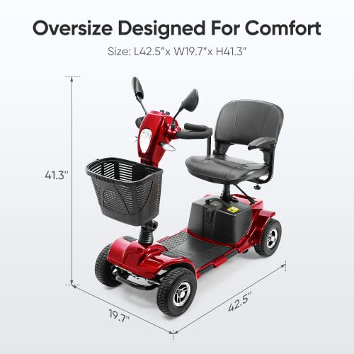 4 Wheel Mobility Scooter, Upgrade Electric Power Mobile Wheelchair For Seniors Adult With Lights Collapsible And Compact Duty Travel Scooter W/Basket And Extended Battery #TOP2