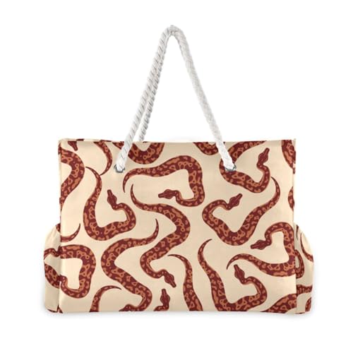 susiyo Beach Bag Red Snake Beach Tote Bag Large Travel Tote Bag Waterproof Lightweight Shoulder Bag with Thick Cotton Rope for Gym Beach Travel Pool Yoga Baby Utility Bag2