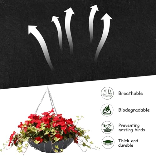 12x120 Inch Fabric Planter Liner Roll Non Woven Plant Felt Liner Roll Black Coco Liners Roll Alternative Coconut Basket Liner Roll Replacement Easy to Cut for Planter Hanging Flower Basket Window Box - Thumbnail 3