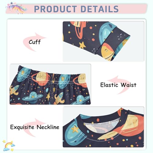 Pajama Sets Long Sleeve Space Themed Planets Pattern Soft Comfy Sleepwear 2 Piece PJS 3-8T4