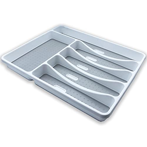 Almineez Range-couverts à 6 compartiments pour tiroir de cuisine en plastique sans BPA antidérapant et multifonction Cover