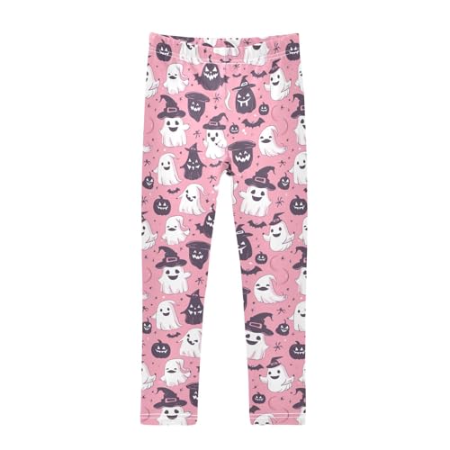 Girls Leggings Halloween Cute Ghosts Bat Pumpkin Pink Soft Toddler Leggings for Girls Kids Pants Size 4T-10T
