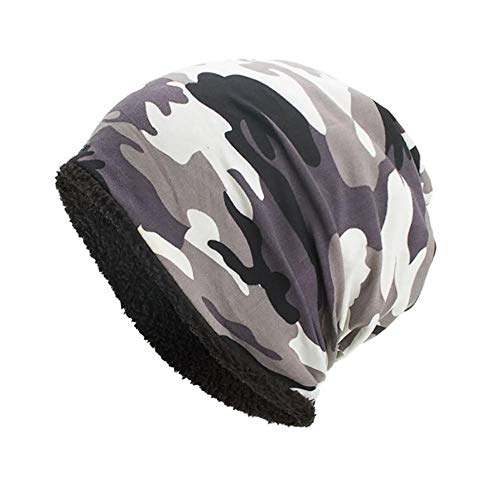 EROSPA® Winter-Mütze Beanie - Herren Damen Unisex Cape - Camouflage Weiß Cover
