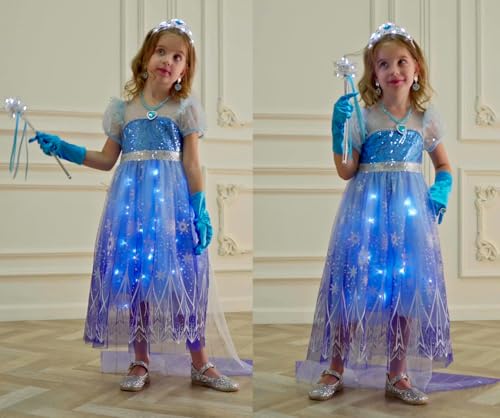 Disfraz niña princesa de nieve azul con accesorios miniatura 3