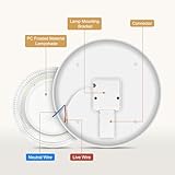 VIPMOON 24W Bathroom Ceiling Light, 6500K Daylight White LED Flush Mount Ceiling Light, 2160LM Crystal Edge Round Ceiling Lamp for Bathroom Bedroom Hallway Porch Balcony Kitchen Children's Room - Image 5