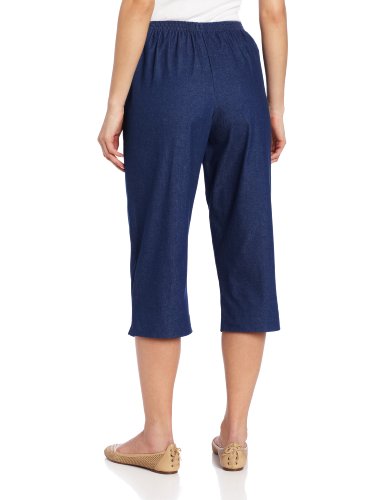 Alfred Dunner Women's All Around Elastic Waist Denim Missy Capris Pants Jeans, 14 #TOP2