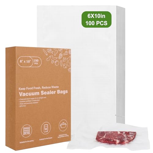 Image of [2025 Upgraded] Moretoes 100pcs Vacuum Sealer Bags, Pint 6 inch x 10 inch, BPA Free, Pre-cut Commercial Grade Vac Seal Meal Bags for Food Saver Storage, Meal Prep or Sous Vide