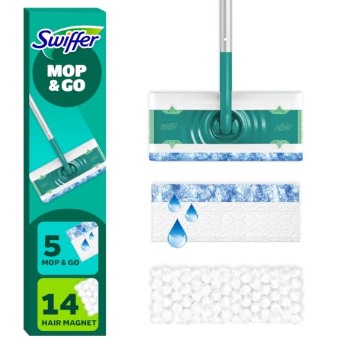 Swiffer Sweeper 2-in-1 Mops for Floor Cleaning, Dry and Wet Multi Surface Floor Cleaner, Sweeping and Mopping Starter Kit, Includes 1 Mop + 19 Refills, 20 Piece Set