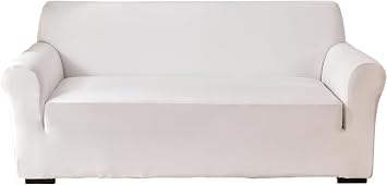 Stretch Sofa Covers Slipcovers 1/2/3/4 Seater, Loveseat/Armchair Cover, L Shape Sectional Sofa Slipcover Elastic Universal Furniture Protector for Living Room White, Loveseat/2-seater