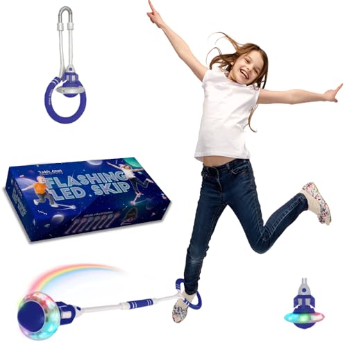 Rocket Flashing LED Ankle Skip Fun Cool Jumping Gift for Ages 5 6 7 8 9 10+ Kids NO Battery Charging Needed Family Exercise Fitness Coordination Balance Extra Energy Burning (Blue 1-Pack)