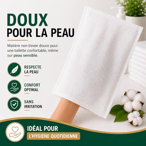 Gants de toilette jetables molletonnés grand format - 4