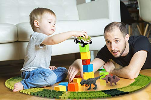 ShinePick Dinosaur 142 PCS Race Car Train Track Toys Create A Road Dinosaur Tracks Set Flexible Tracks Playset, Perfect Christmas & Birthday Gift for Kids - Thumbnail 5