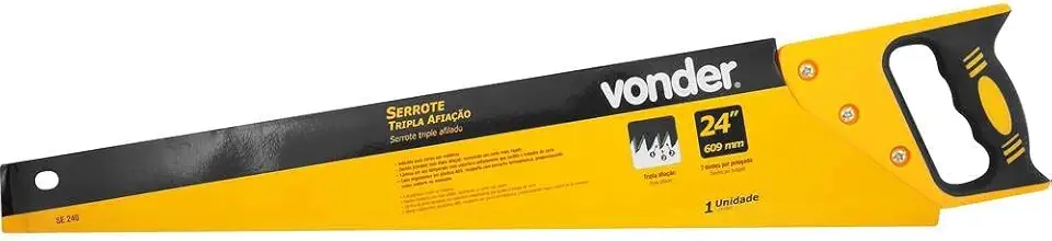 Vonder, Serrote 24", Aço Carbono, Tripla Afiação, Cabo Plástico Emborrachado, Se 240.