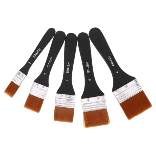 SHINEOFI 5 Pennelli Piatti E Larghi Setole In Nylon Con Manico In Legno Per Pittura Acrilica A Olio Ad E A Gesso - Articoli Per Pittura E Arte