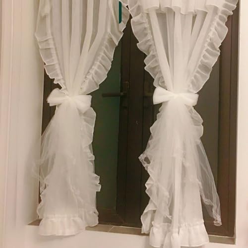 Alzapaños de cortina con lazo largo de encaje blanco para decoración textil 2
