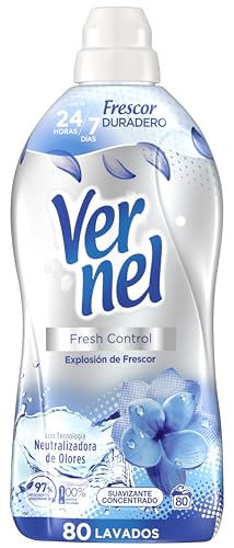 Vernel Suavizante Concentrado para la Ropa Explosión de Frescor (80 lavados), suavizante de ropa para una experiencia aromática durante 24 horas y hasta 7 días, suavizante líquido
