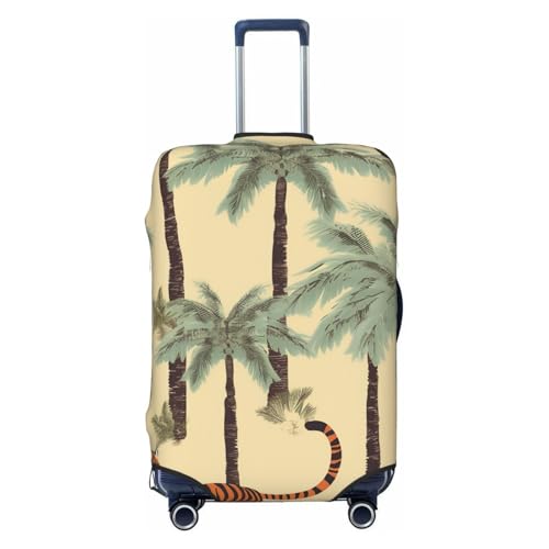 Travel Luggage Cover Palm trees and tigers Suitcase Protector Elastic Washable Stretch Suitcase Protector Anti-Scratch Travel Suitcase Cover Fit 18-32 Inch Luggage