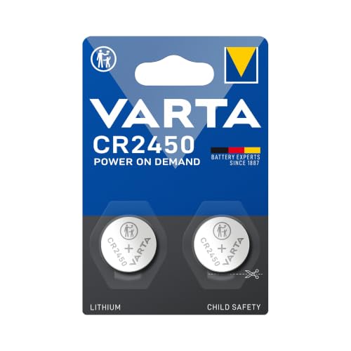 VARTA Batterien Knopfzelle CR2450, 2 Stück, Lithium Coin, 3 V, für Uhren