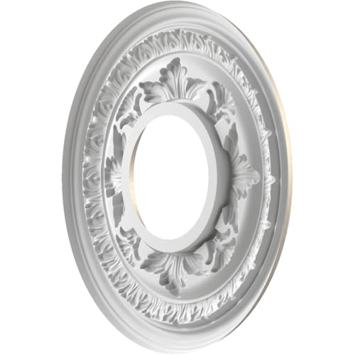 Image of Ekena Millwork CMP10BACSV Baltimore Thermoformed PVC Ceiling Medallion (Fits Canopies up to 4 1 /4 inch), 10 inchOD x 3 1 /2 inchID x 3 /4 inchP, Metallic Silver Metallic