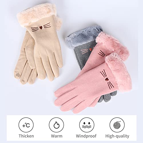 Yuventoo Luvas femininas de inverno Luvas de tela sensível ao toque Luvas de esqui à prova de vento