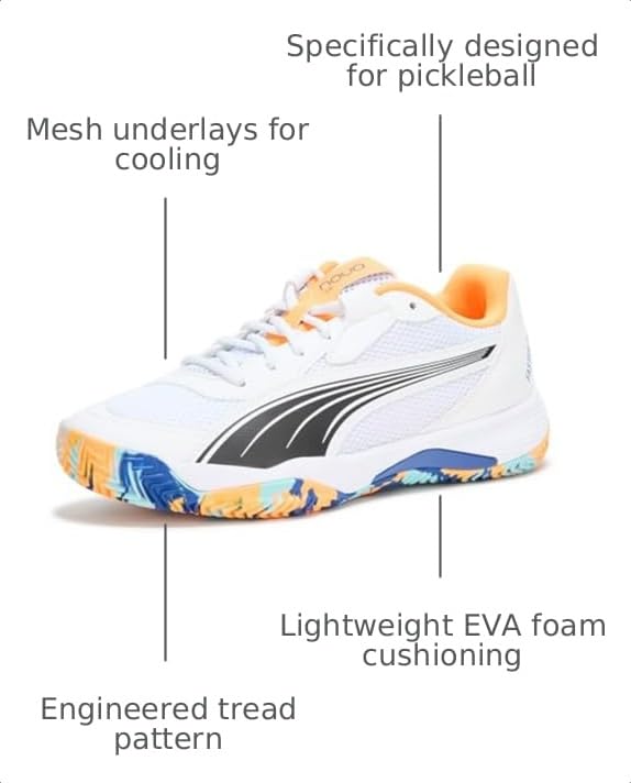 Image of PUMA Mens Nova Court Padel Tennis Sneakers Shoes - White