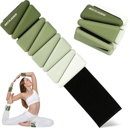 Image of BECOJADDE Ankle Weights for Women Wrist Weights Set of 2 (1 lb /2 lb Each) Adjustable Arm Leg Weight for Womens Men Suitable for Walking Swimming Running Pilates Yoga Gym