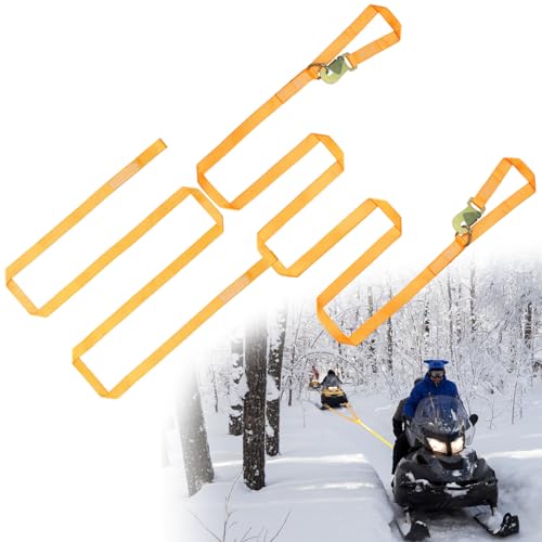 Extra Long Snowmobile Tow Straps 4400lb Break Strength 19ft Heavy Duty ATV Towing Rope with Hooks for Seld Snowboards Emergency Safety Tool Snowmobiles Trailer Accessories Kit Snowmobile Gear