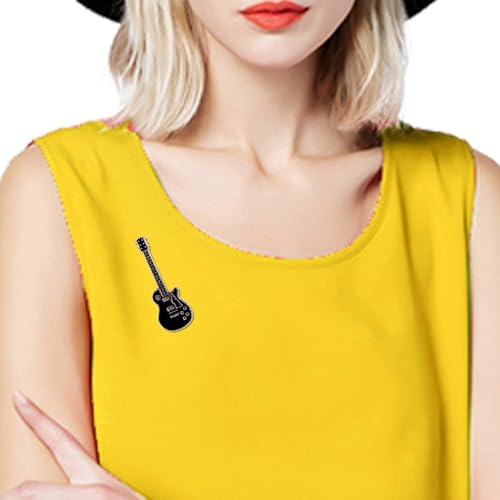 Image of 4Pcs Pretty Gold Enamel Guitar Brooches Pins Elegant Shining Music Violin Notes Brooch Novelty Funny Rock Pins Fashion Jewelry Brooches Accessories for Women Men