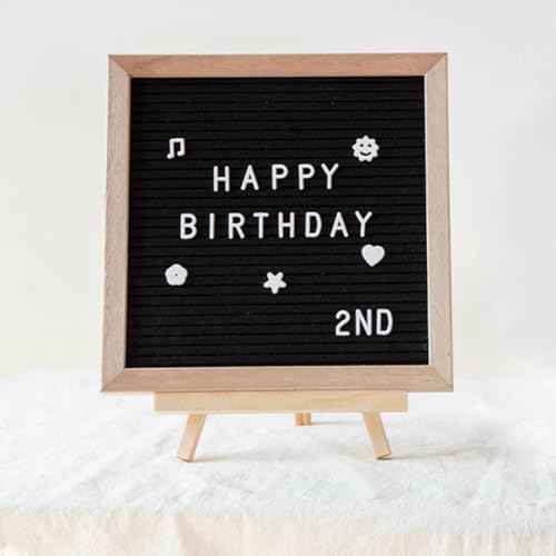 Letterboard in rovere 25 x 25 cm con 400 lettere magnetiche e accessori – Lavagna con cavalletto – Lavagna memo premium per cucina, home office e regali, nero