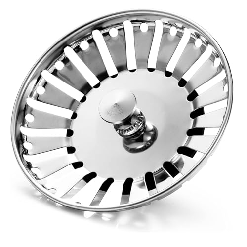 AOOTUERL tapon desague Fregadero Cocina 84mm,Tapon Fregadero, Cocina tapón Fregadero, Filtro Desague Fregadero, colador Cesta,Rejilla Fregadero Cocina, Tapón Desagüe Acero Inoxidable