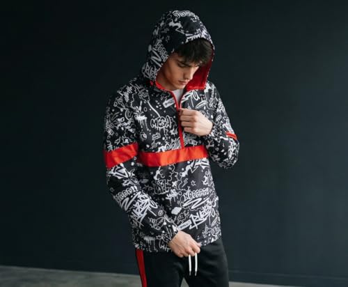 Image of Screenshotbrand Lightweight Hooded Water Resistant Windbreaker - Zip-up Fashion Map Print Rain Jacket