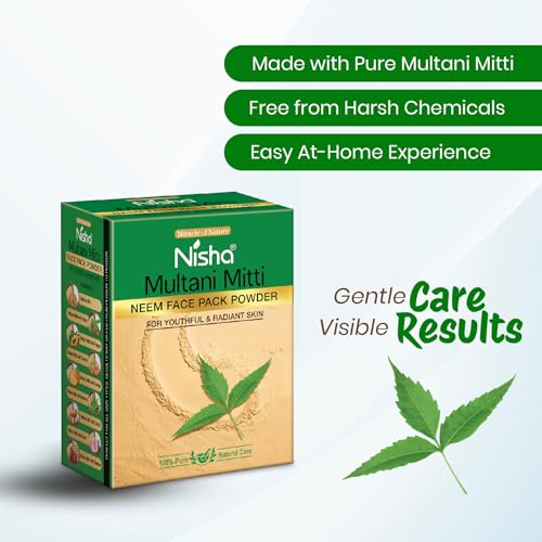 Image of Nisha Neem Multani Mitti for Face 100g | Fuller's Earth Powder | Natural Oil Control, Acne & Tan Removal | Skin Brightening Face Pack