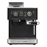 KitchenAid Semi-Automatic Espresso Machine, Integrated Conical Burr Grinder, 15-Bar Pump, Smart Dosing Technology, Professional 58mm Portafilter, Steam Wand, 2.5L Water Tank, Cast Iron Black