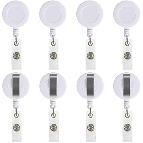 Enrouleur de badge rétractable blanc pour porte-clé et carte d'identité de bureau lot de 100