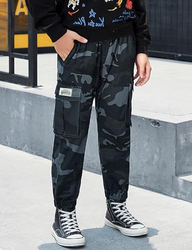 Panegy Boys Cargo Pants Drawstring Elastic Waist Joggers Trousers Cuffed Ankle Casual Streetwear 7-16 Years4