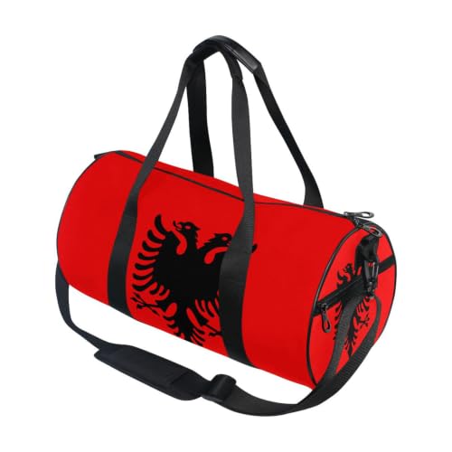 Bolsa de gimnasio con bandera de Albania: lona ligera para viaje y deporte