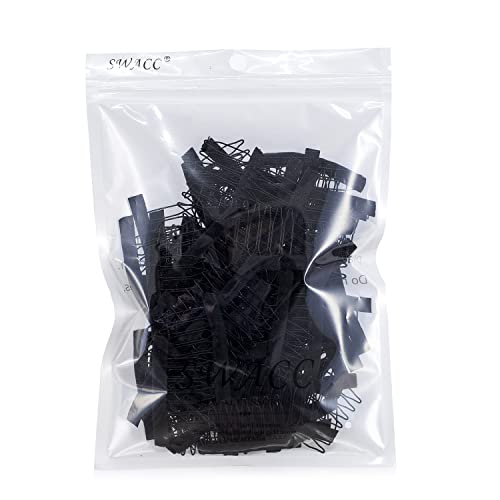 SWACC 100 peines para pelucas metálicos 7 dientes negros miniatura 7