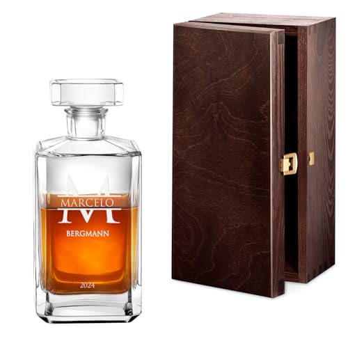 Maverton Whisky Karaffe mit Gravur - Whisky Dekanter - 700ml - Geschenk zum Geburtstag für Damen - Monogram