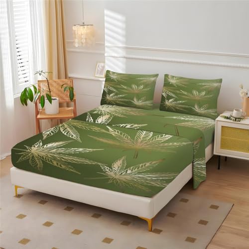BIAFRA Hemp Leaves California King Sheet Set (4 Piece)