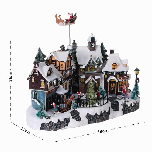 Miniatura 7 de Avilia Pueblo De Navidad Animado Con Iluminación Led Y Música Navideña Ideal Para Decorar De Forma Única Y Moderna Tu Casa Fabricado Con Materiales Resistentes 31 X 38 X 22 Cm