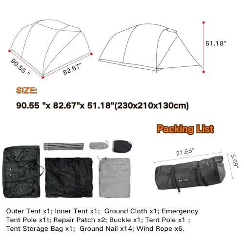 Carpa windhike para 3/4 personas 3 temporadas impermeable miniatura 2