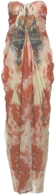 JSEIAJB French Slim fit Short Collar Tube top Long Skirt Fashion Polyester Sleeveless Dress Outdoor high Waist All-Match Dress(Large)